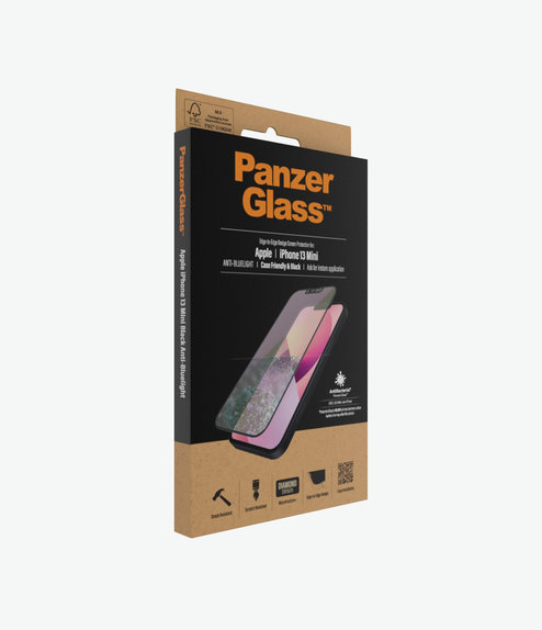 PanzerGlass - Kaljeno Steklo Case Friendly Anti-Bluelight AB za iPhone 13 mini, črn