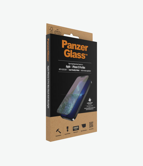 PanzerGlass - Kaljeno Steklo Case Friendly Anti-Bluelight AB za iPhone 13 Pro Max in 14 Plus, črn
