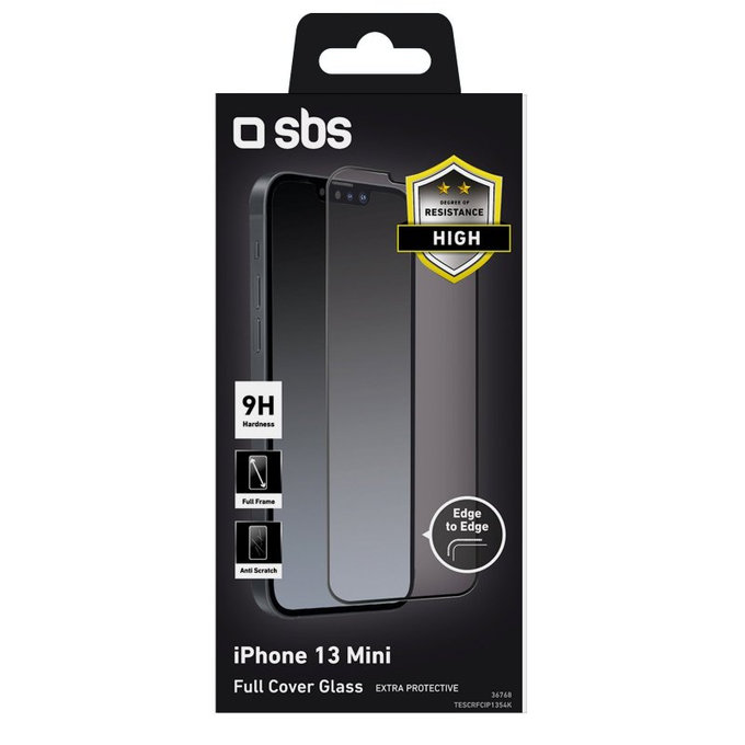 SBS - Tempered Glass Full Cover za iPhone 13 mini, črna