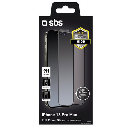 SBS - Full Cover Tempered Glass za iPhone 13 Pro Max in 14 Plus, črna