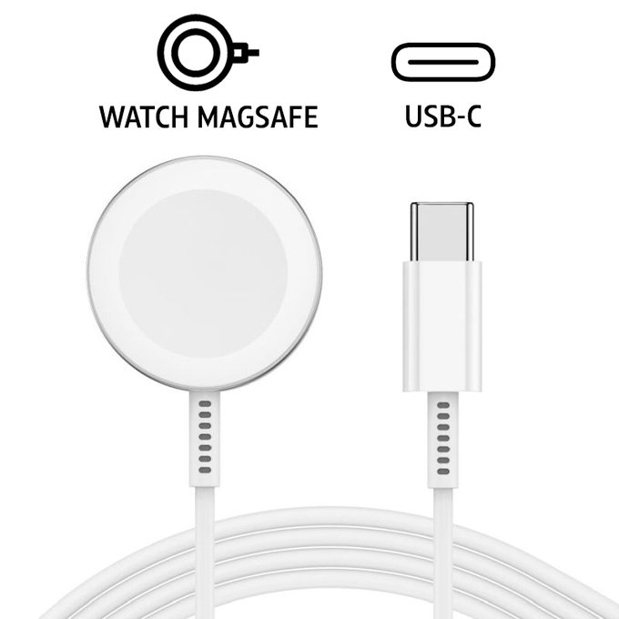 Magnetni hitri polnilec na USB-C kabel za Apple Watch, 1 m, aluminium, bulk