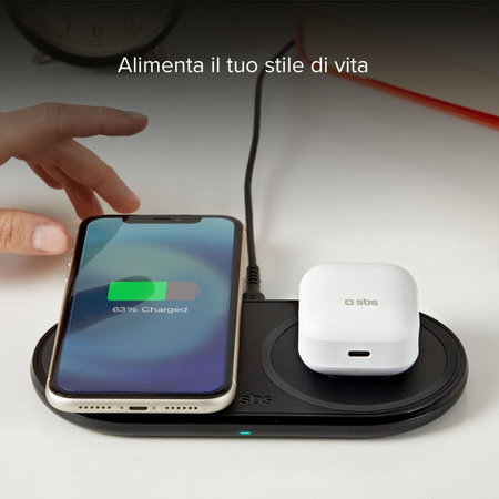 SBS - dvojni brezžični polnilec, črna