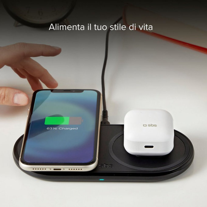 SBS - dvojni brezžični polnilec, črna