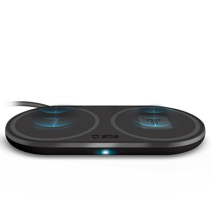 SBS - dvojni brezžični polnilec, črna