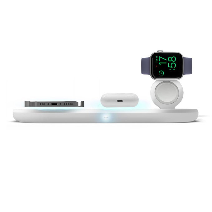 SBS - Brezžični polnilec 3 v 1, bel