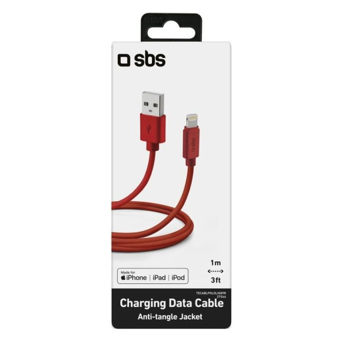 SBS - Lightning / USB kabel (1m), rdeč
