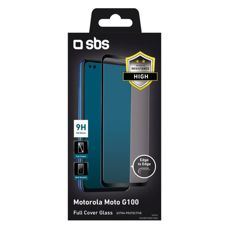 SBS - Tempered Glass Full Cover za Motorola Moto G100, črna