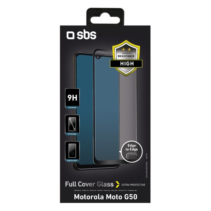 SBS - Tempered Glass Full Cover za Motorola G50 5G, G50, E7, črna