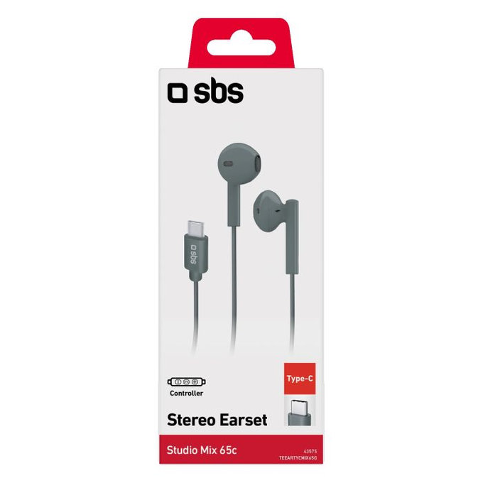 SBS - Studio Mix 65c stereo slušalke, USB-C priključek, sive