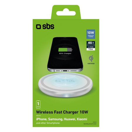 SBS - brezžični polnilec s Qi, bel