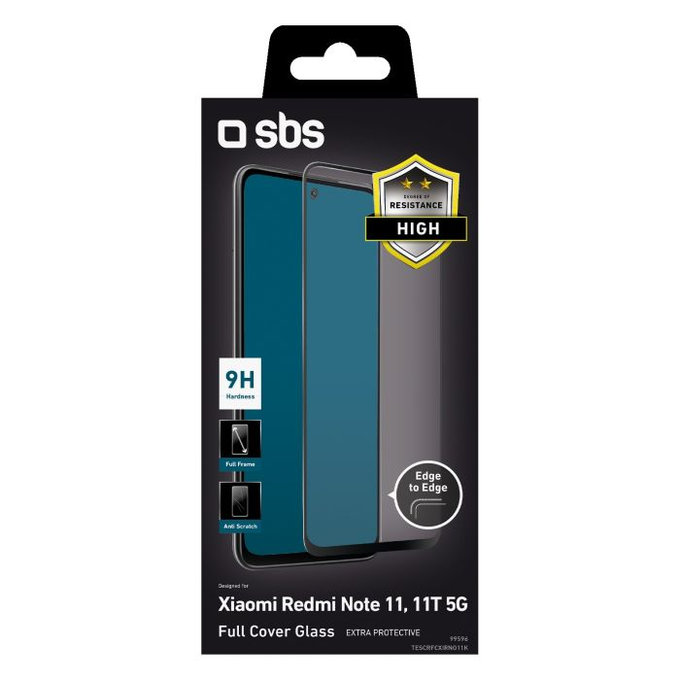 SBS - Tempered Glass Full Cover za Xiaomi Redmi Note 11, Note 11T 5G, črna