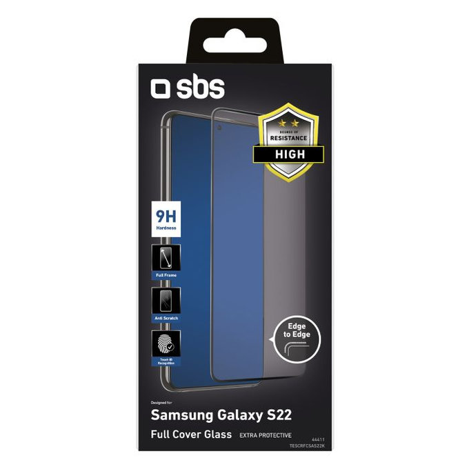 SBS - Tempered Glass Full Cover za Samsung Galaxy S22, črna