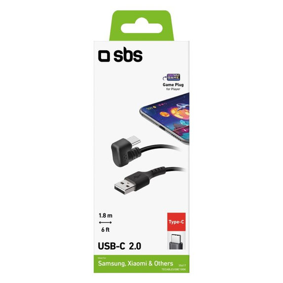 SBS - USB-C / USB kabel (1,8 m), črn