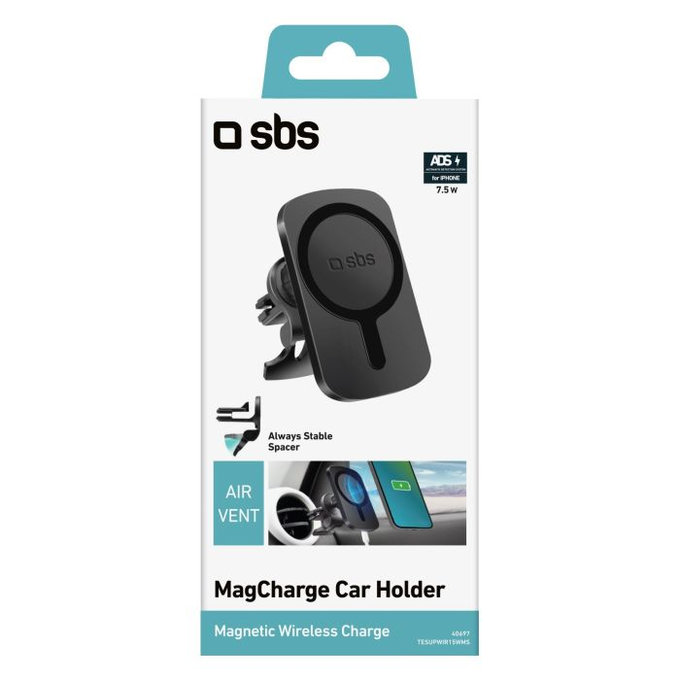 SBS - MagCharge Car Holder for MagSafe Charging for Ventilation, črn