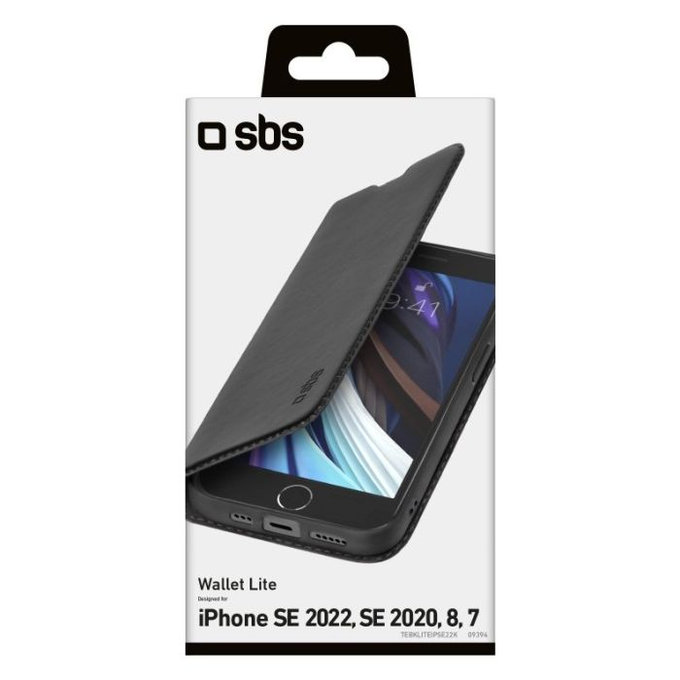 SBS - Ovitek Book Wallet Lite za iPhone 7, 8, SE 2020 in SE 2022, črna