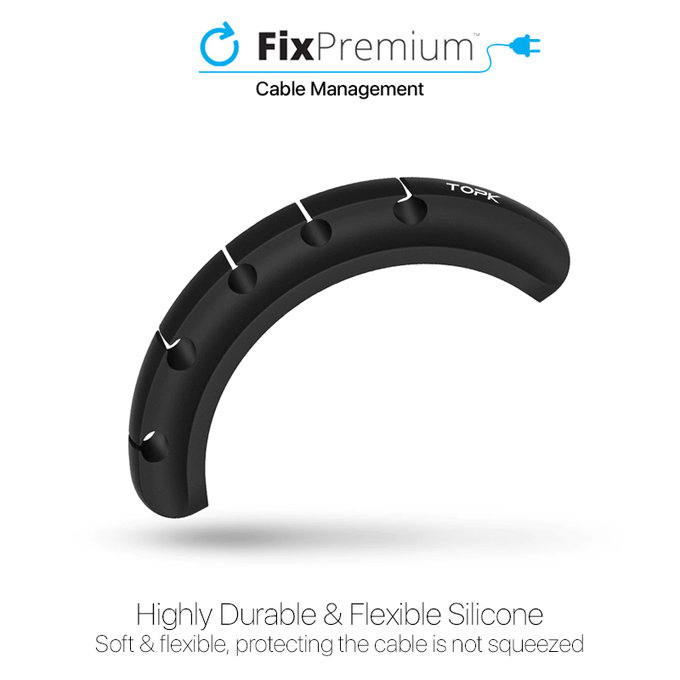 TOPK - Organizator za kable - Držalo za 7 kablov, črn
