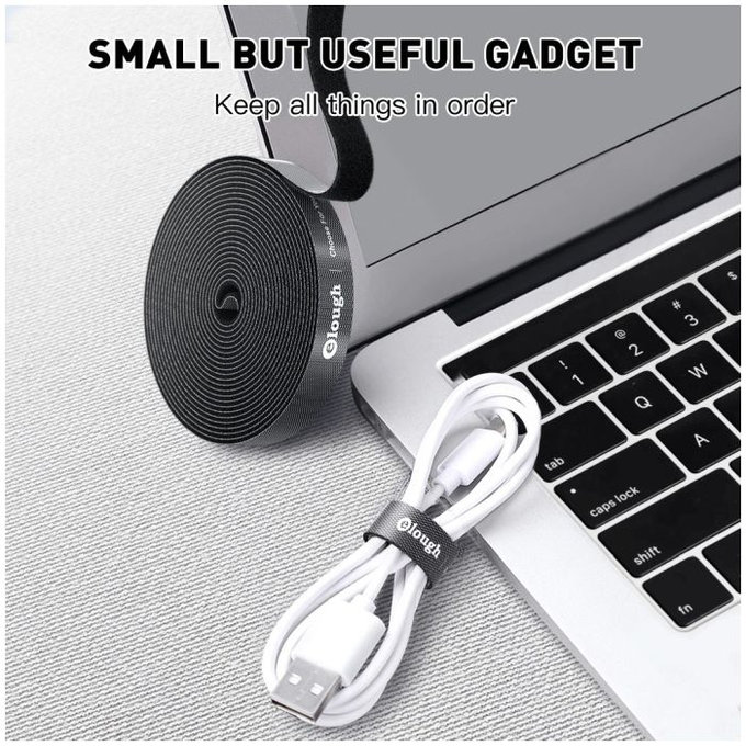 Elough - Organizator za kable - trak (1 m), črn