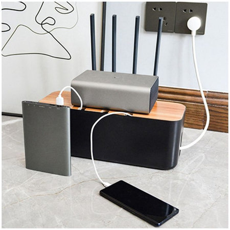 FixPremium - Cable Organizer - Cable Box, črn