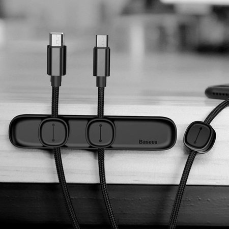 Baseus - Organizator Kablov - Držalo za 3 Kable, črna