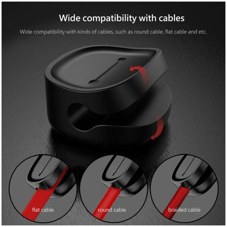 Baseus - Organizator Kablov - Držalo za 3 Kable, črna