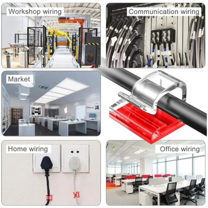 FixPremium - Organizator za kable - Sponka - Komplet 5 kosov, prozoren