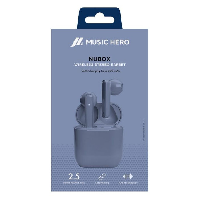 Music Hero - Brezžične Slušalke TWS NUBOX, modra