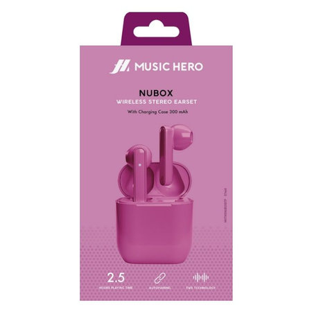 Music Hero - Brezžične Slušalke TWS NUBOX, roza
