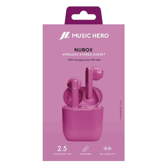 Music Hero - Brezžične Slušalke TWS NUBOX, roza