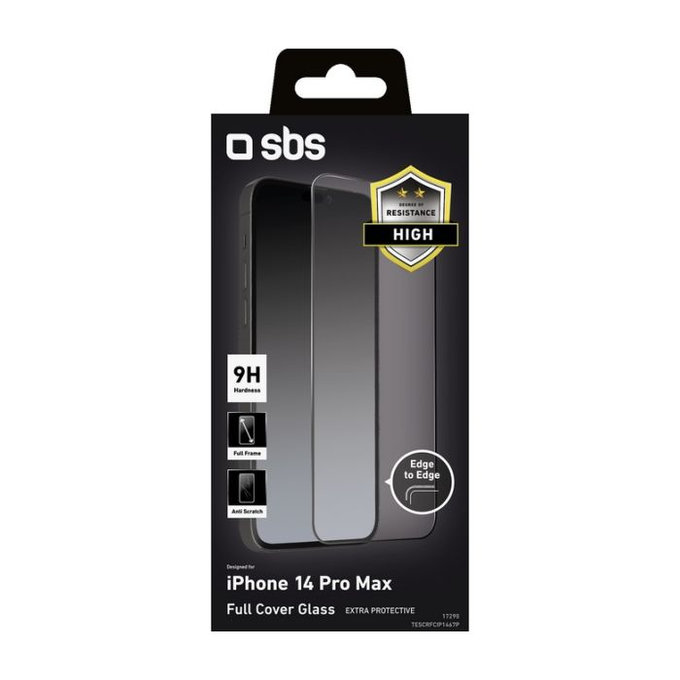 SBS - Full Cover Tempered Glass za iPhone 14 Pro Max, črna