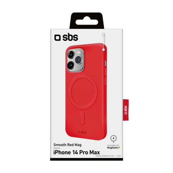 SBS - Ovitek Smooth Mag z MagSafe za iPhone 14 Pro Max, rdeč