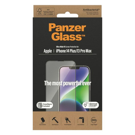 PanzerGlass - Kaljeno Steklo UWF AB za iPhone 13 Pro Max in 14 Plus, črn