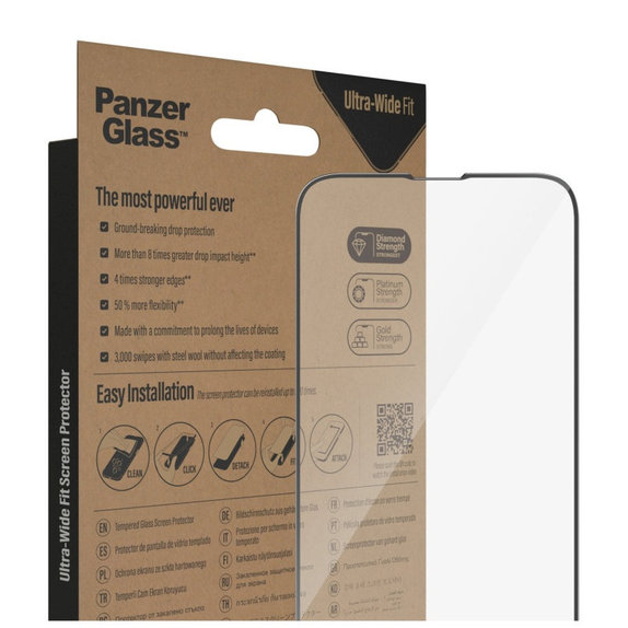 Kaljeno steklo UWF AB z aplikatorjem za iPhone 14 Plus/13 Pro Max, Črna, PanzerGlass