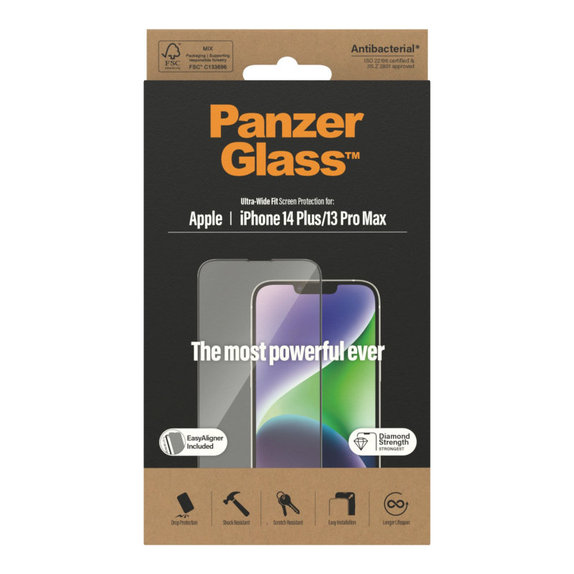 Kaljeno steklo UWF AB z aplikatorjem za iPhone 14 Plus/13 Pro Max, Črna, PanzerGlass