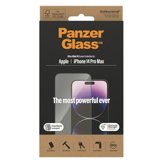 PanzerGlass - Kaljeno Steklo UWF z aplikatorjem za iPhone 14 Pro Max, črn