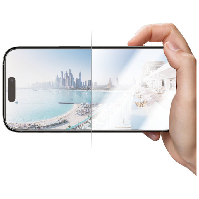 Kaljeno steklo UWF Anti-Reflective AB z aplikatorjem za iPhone 14 Pro, Črna, PanzerGlass