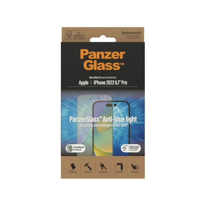 PanzerGlass - Kaljeno Steklo UWF Anti-Bluelight AB za iPhone 14 Pro