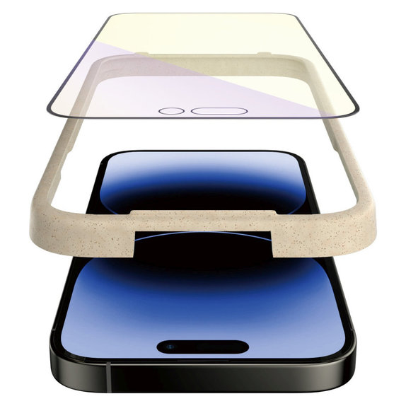 Kaljeno steklo UWF Anti-Bluelight AB z aplikatorjem za iPhone 14 Pro, Črna, PanzerGlass