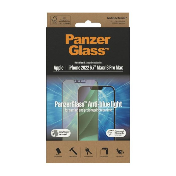 PanzerGlass - Kaljeno Steklo UWF Anti-Bluelight AB za iPhone 13 Pro Max in 14 Plus