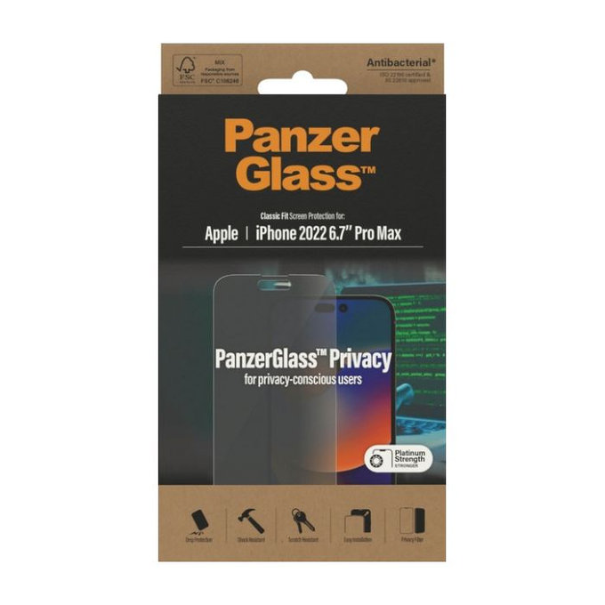 PanzerGlass - Kaljeno Steklo Privacy AB za iPhone 14 Pro Max