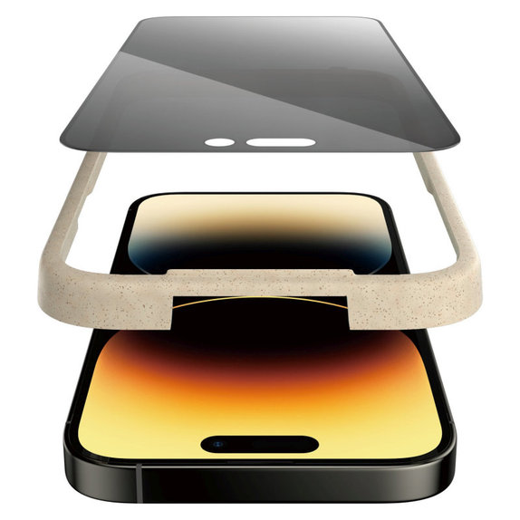 Kaljeno steklo UWF Privacy AB z aplikatorjem za iPhone 14 Pro, Črna, PanzerGlass