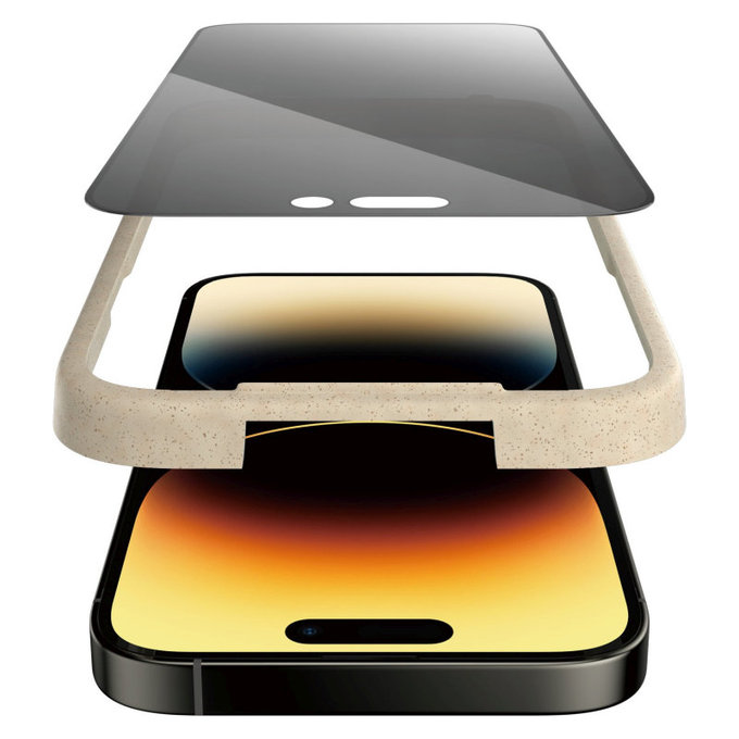 Kaljeno steklo UWF Privacy AB z aplikatorjem za iPhone 14 Pro, Črna, PanzerGlass