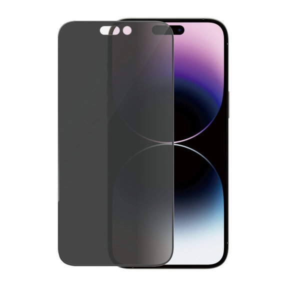 Kaljeno steklo UWF Privacy AB z aplikatorjem za iPhone 14 Pro Max, Črna, PanzerGlass
