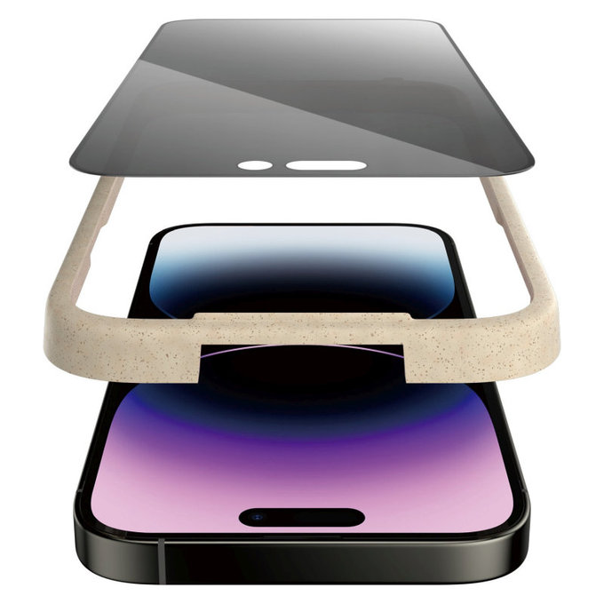 Kaljeno steklo UWF Privacy AB z aplikatorjem za iPhone 14 Pro Max, Črna, PanzerGlass