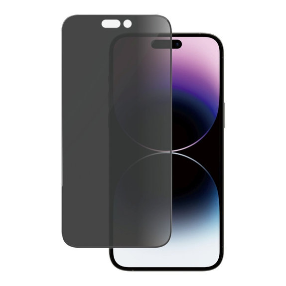 Kaljeno steklo UWF Privacy AB z aplikatorjem za iPhone 14 Pro Max, Črna, PanzerGlass
