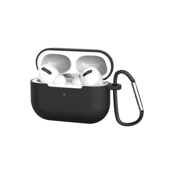 FixPremium - Silikonski ovitek s karabinom za AirPods Pro, črn