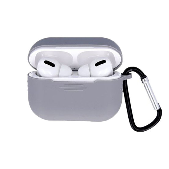 FixPremium - Silikonski ovitek s karabinom za AirPods Pro, vesoljsko siv