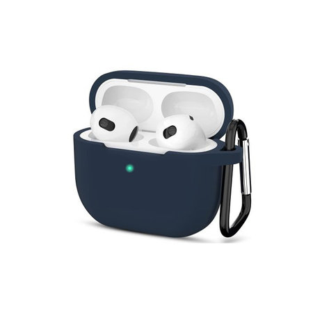 FixPremium - Silikonski ovitek s karabinom za AirPods 3, moder