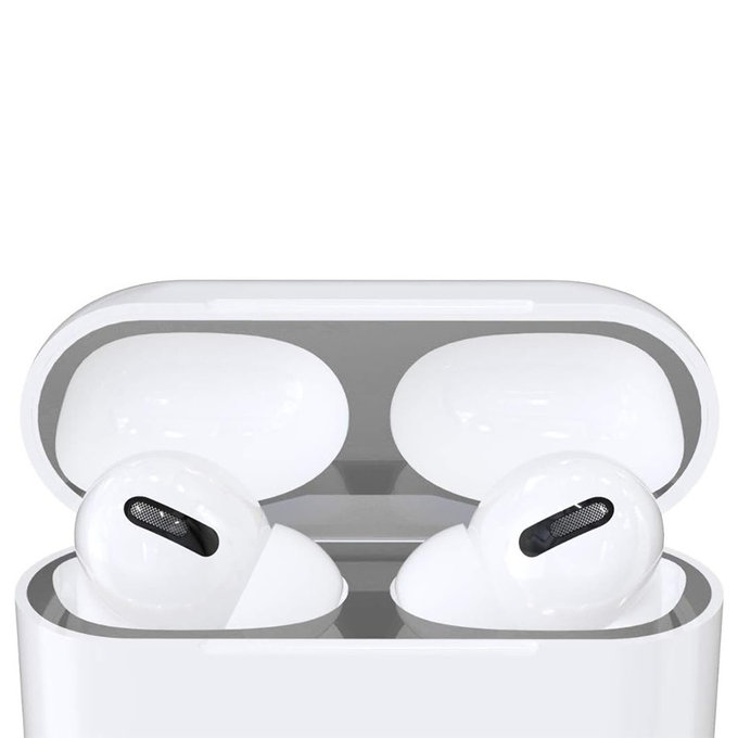 FixPremium - Nalepka proti prahu za AirPods Pro, srebrna