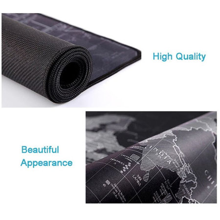 FixPremium - Podloga za miško in tipkovnico z motivom zemljevida, črna