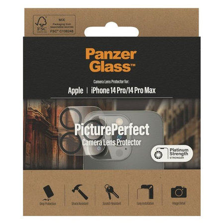 PanzerGlass - Zaščitni Ovitek za Objektiv Kamere PicturePerfect za iPhone 14 Pro in 14 Pro Max, transparent